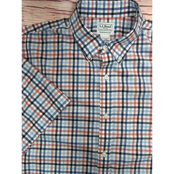 L.L. Bean Men's Plaid Traditional-Fit Short Sleeve Shirt Large - Picture 3 of 5